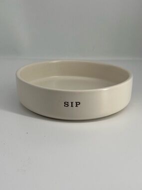 Boots & Barkley Cream Ceramic Dog Bowl with "SIP" Text NWT